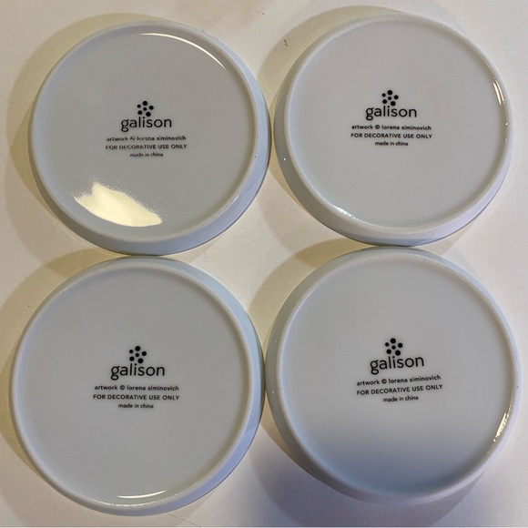 Lorena Siminovich set of 4 ceramic coasters floral pattern approx 3 1/2” NIP - Picture 6 of 11